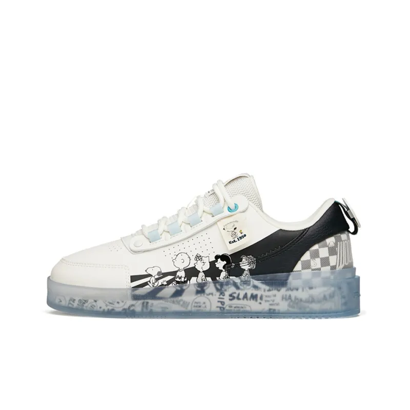 SNOOPY x Anta Durable Breathable Low Top Skateboard Shoes Men's White-0
