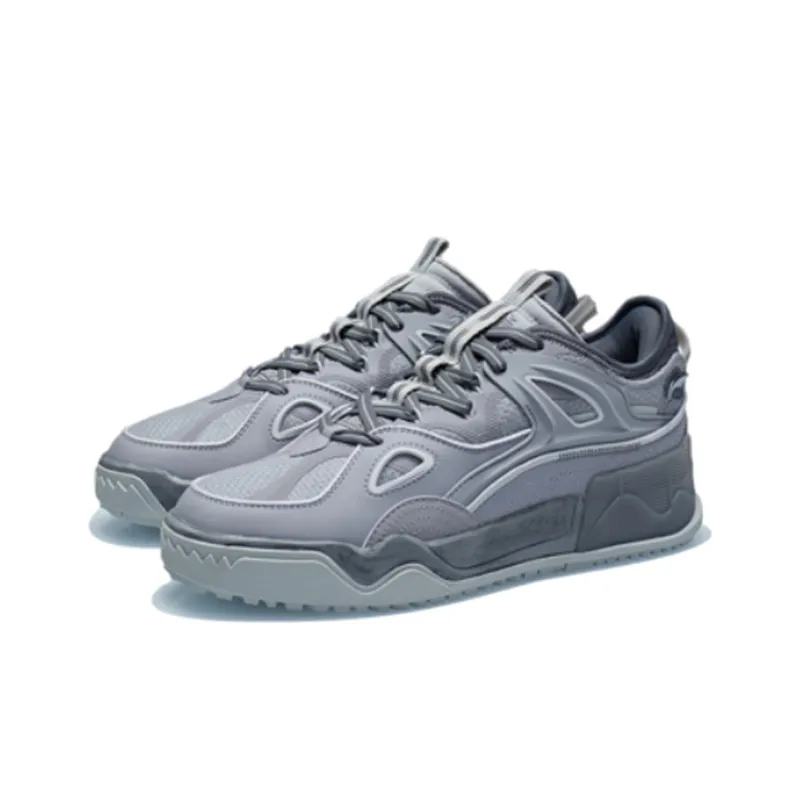 LiNing CF Lightweight And Wear-resistant Low-Top Skateboard Shoes Men's Stone Gray-2