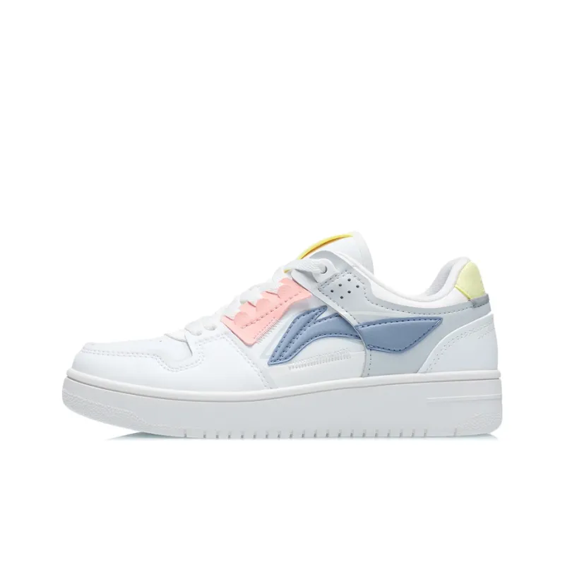 LiNing Tianji Slip Resistant Low Top Skateboard Shoes Women's White Gray-0