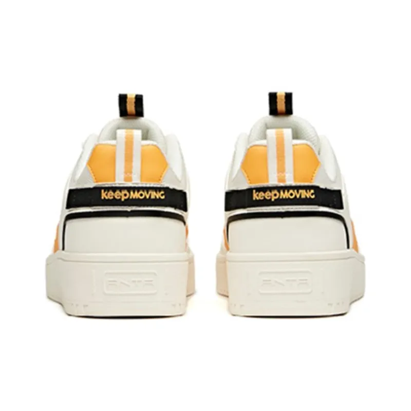 Anta Slip Resistant, Abrasion Resistant, Lightweight Low Top Skateboard Shoes Men's White Orange-4