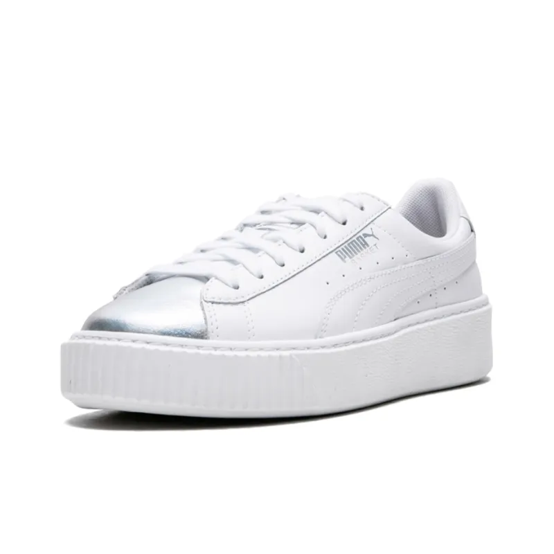 PUMA Suede Platform White/Silver Women's-1