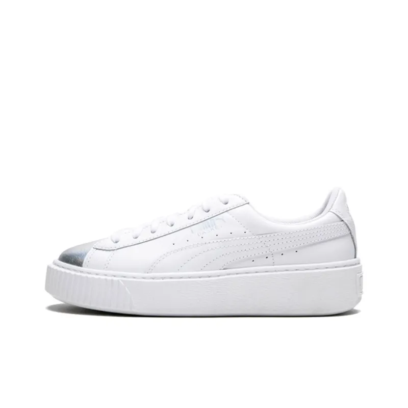 PUMA Suede Platform White/Silver Women's-0
