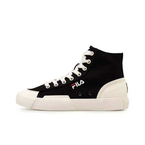 FILA FUSION Block High Skateboard Shoes Women's High-Top Black/White