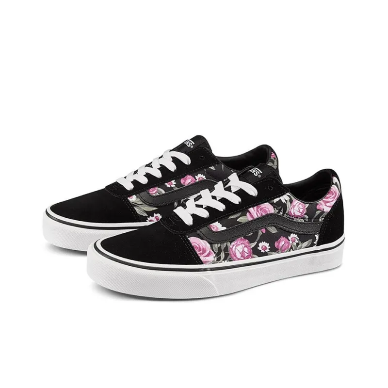 Vans Ward Flowers Retro Casual Skateboarding Shoes Black Women's-1