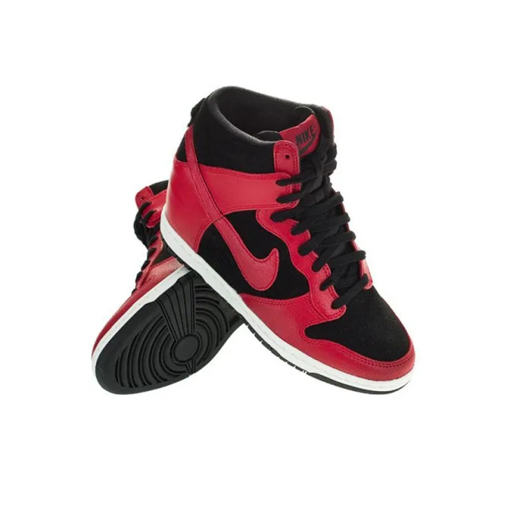 Nike Dunk Sky High Top Skateboard Shoes Women's Black Red-3
