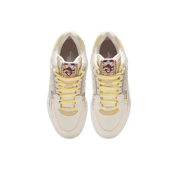 LiNing Skateboard Shoes Women's Low Top Light Antique Yellow-3