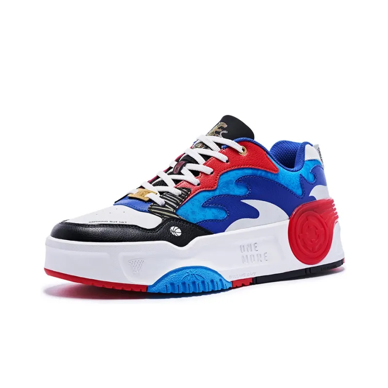 RIGORER Anti-Slip Wear-Resistant Low-Top Skateboard Shoes Men's Blue Red White-2