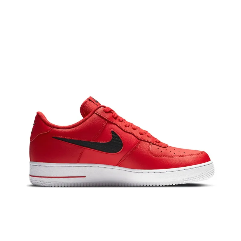 Nike Air Force 1 Low Cut Out Swoosh Red Black-1