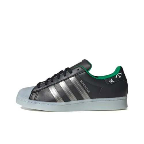 Adidas Originals Superstar Series Skateboard Shoes Unisex Low-Top Black/Silver/Green