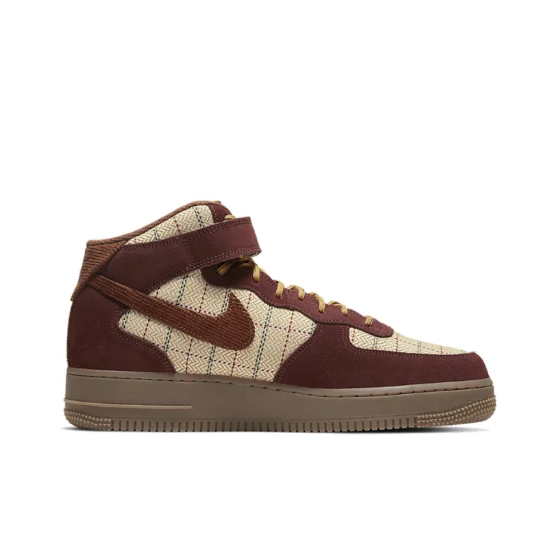 Nike Air Force 1 Mid Plaid Brown-1