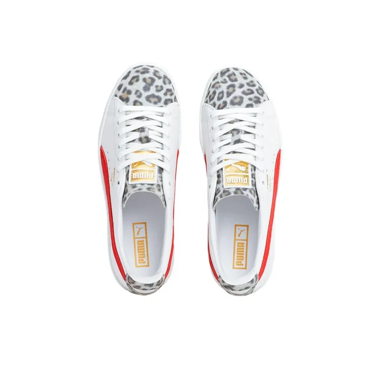 PUMA Clyde Leopard Sneakers White/Red Women's-2