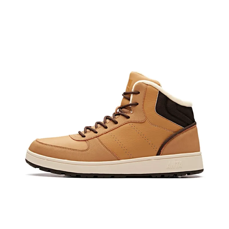 Anta Outdoor Collection Anti Slip Wear Resistant High Top Skateboard Shoes Men's Brown-0