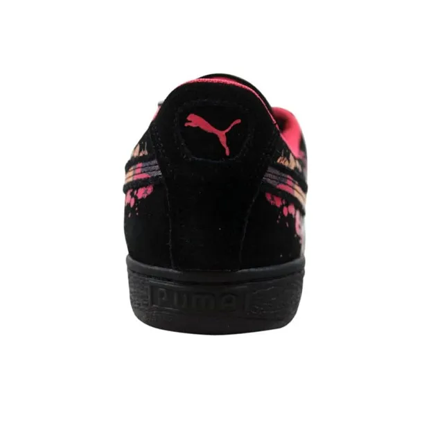 PUMA Suede Classic Tropical Coverage Lightweight Wear Resistant Low Top Skateboard Shoes Men's Black Red-3