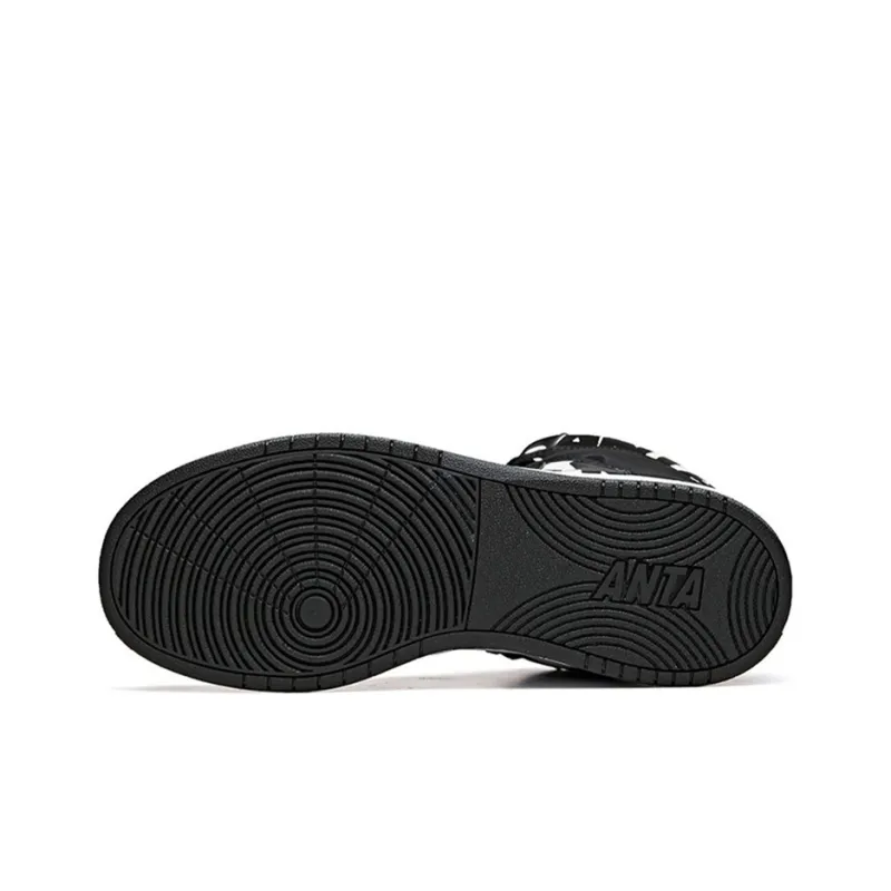 Anta Anti Slip Wear Resistant High Top Skateboard Shoes Women's Black White-4