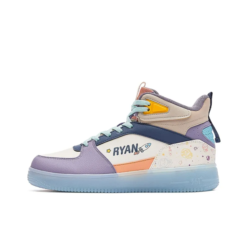 361° Warm Anti Slip And Wear Resistant High Top Skateboard Shoes Women's White Purple Orange-0