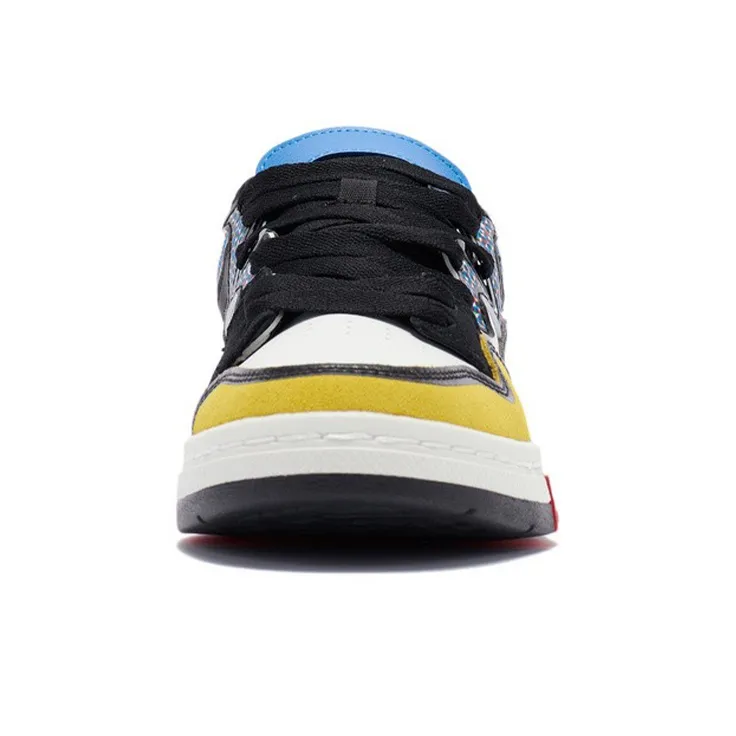 LiNing Wave Pro Anti-Slip And Wear-Resistant Lightweight Low-Top Skateboard Shoes Women's Black Red Yellow-4