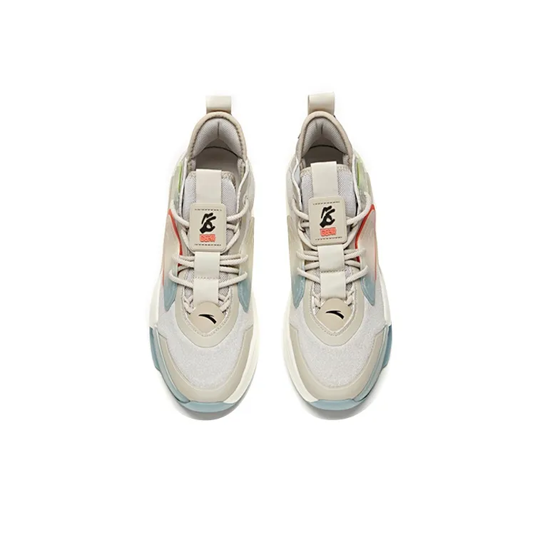 Anta Life Collection Anti-Slip Wear-Resistant Low-Top Skateboard Shoes Ash Ecru-3