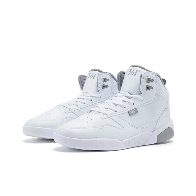 361° Anti Slip Wear Resistant High Top Skateboard Shoes White Gray-2