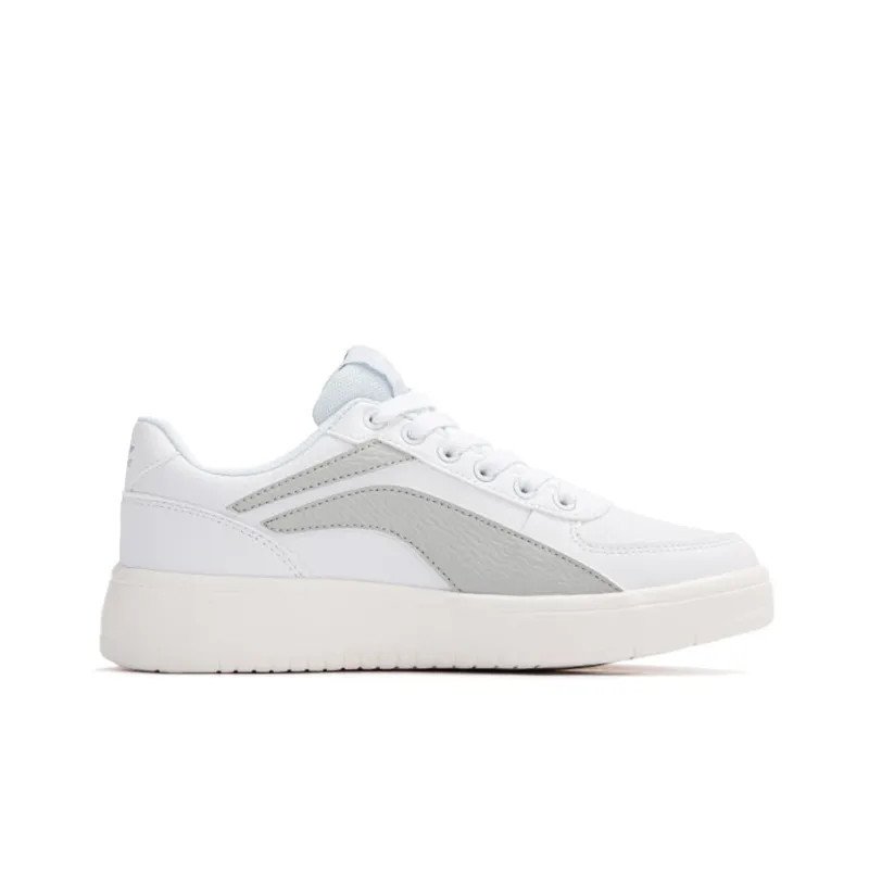 LiNing Anti Slip Wear Resistant Low Top Skateboard Shoes Women's White Gray-1
