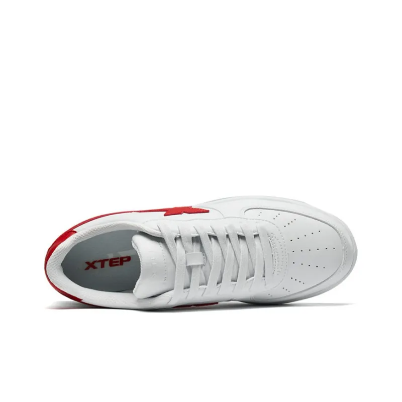 XTEP Air Force 1 Anti Slip Wear Resistant Low Top Skateboard Shoes Men's White Red-3