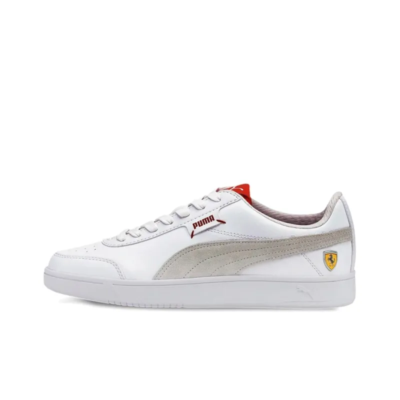 PUMA Ferrari Race Court Legend Anti-Slip And Wear-Resistant Lightweight Low-Top Skateboard Shoes Men's White Gray Red-0