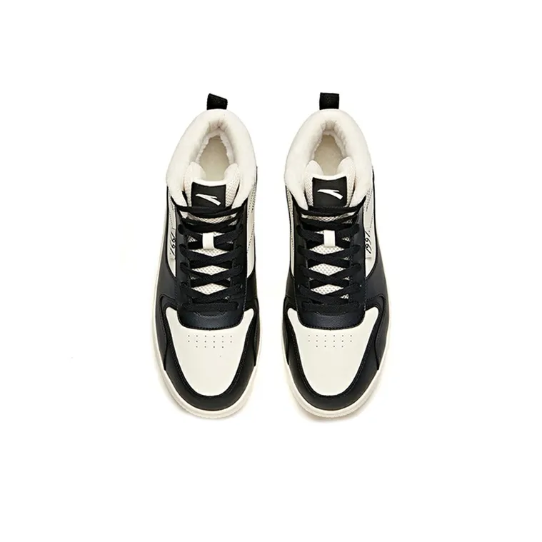 Anta Life Collection Coverage Warm Slip Resistant Mid Top Skateboard Shoes Men's White Black-2
