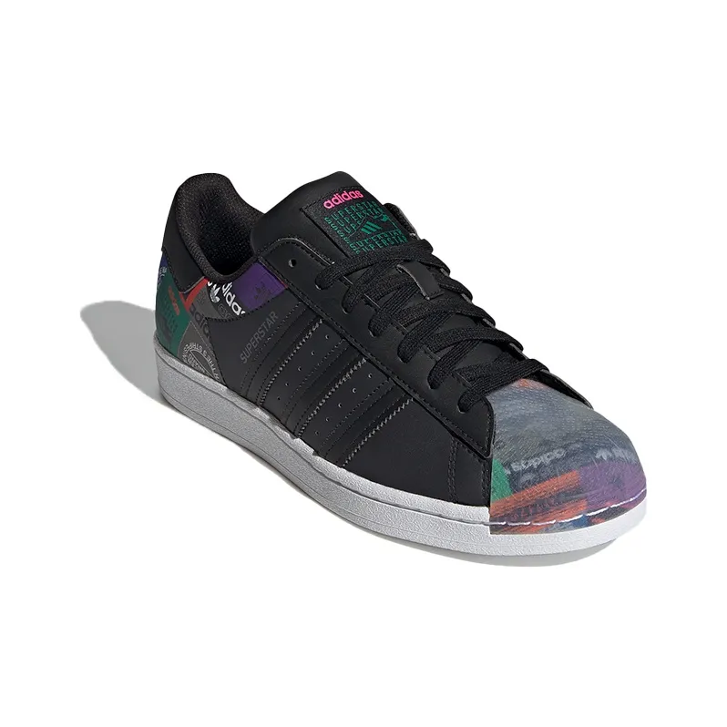 Adidas Originals Superstar Shoes 'Core Black Purple Green'-2