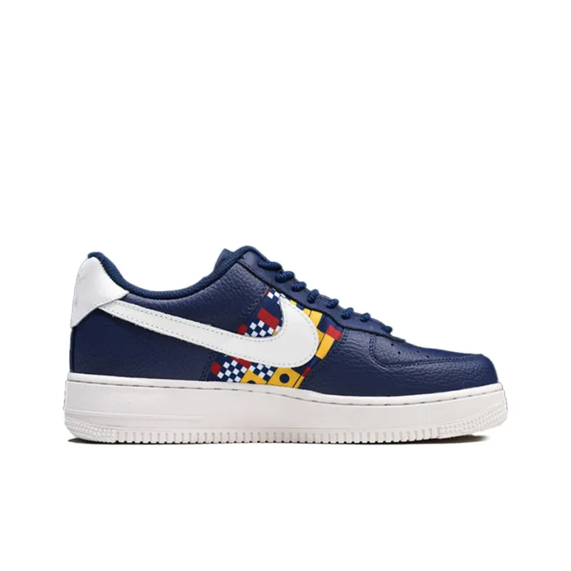 Nike Air Force 1 07 LV8 'Nautical Coverage Slip Resistant Low Top Skateboard Shoes GS White Blue Yellow-1