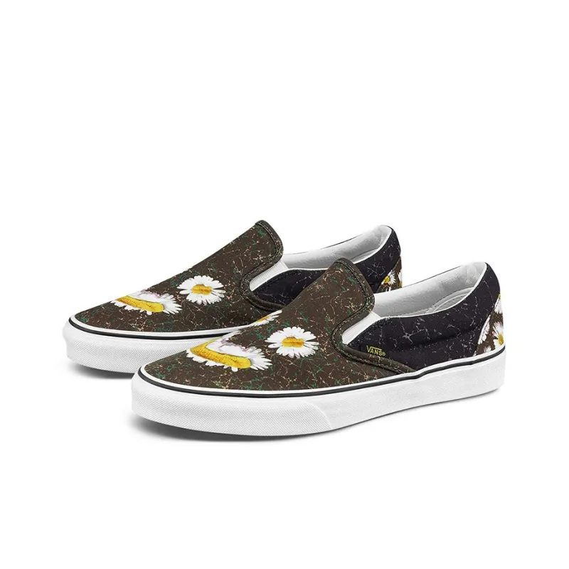 Vans Slip On Low Top Canvas Shoes Black/Green-1