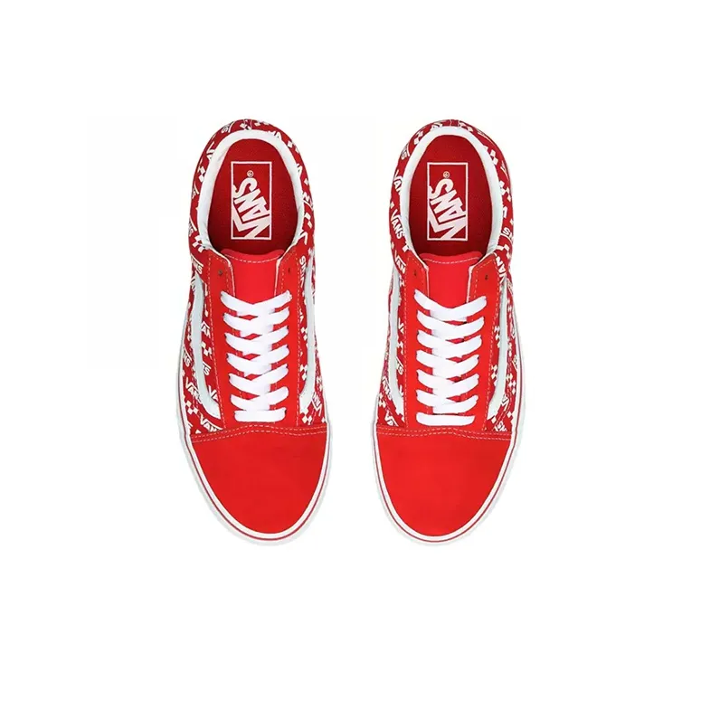 Old Skool Vans 'Logo Repeat Racing Red'-3