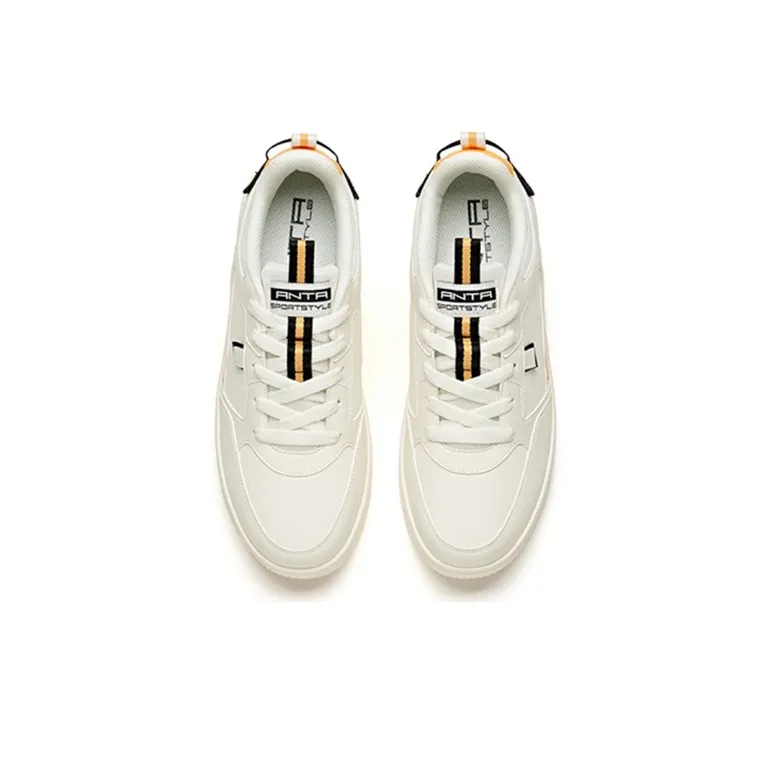 Anta Slip Resistant, Abrasion Resistant, Lightweight Low Top Skateboard Shoes Men's White Orange-3