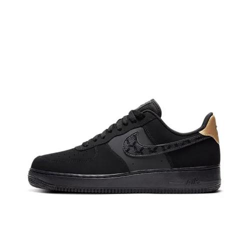 Nike Air Force 1 Low Nubuck Black Metallic Gold 2021