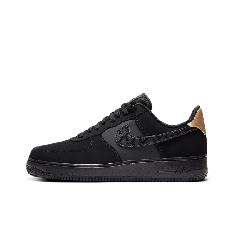 Nike Air Force 1 Low Nubuck Black Metallic Gold 2021-0