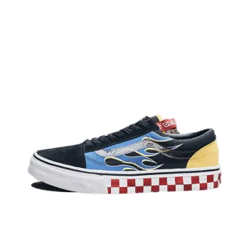 Vans Old Skool High Mi Cushioned Wear-Resistant Lightweight Low-Top Skateboard Shoes Unisex Black Blue