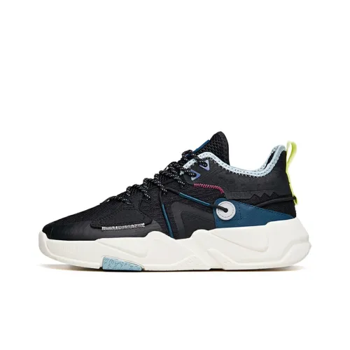 ANTA Life Collection Skateboard Shoes Men Low-Top Black/Army Blue/Dull Steel Blue