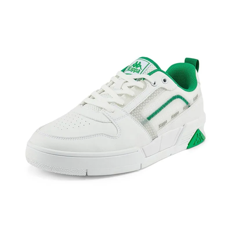 Kappa Anti-Slip Wear-Resistant Low-Top Skateboard Shoes Unisex White Green-1