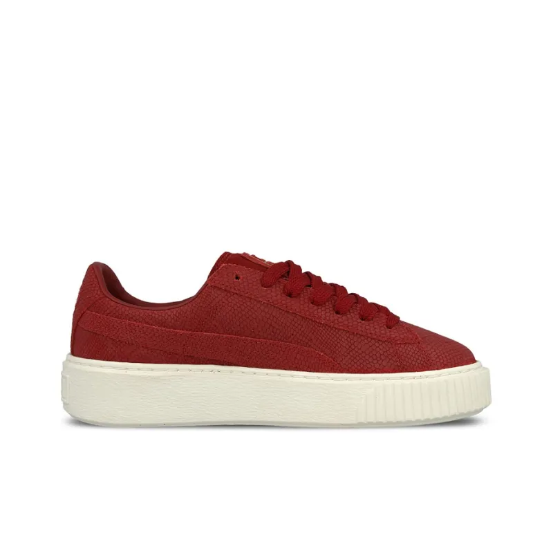 PUMA Platform Euphoria Lightweight Balance Low-Top Skateboard Shoes Women's Red White-1