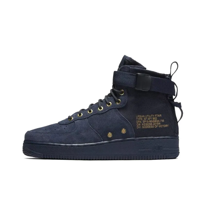 Nike Sf Air Force 1 Mid Obsidian Metallic Gold-0