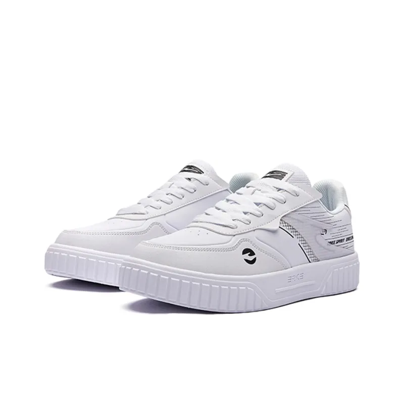 Erke War Song Slip Resistant Cushioning Wear Resistant Low Top Skateboard Shoes Men's White-1