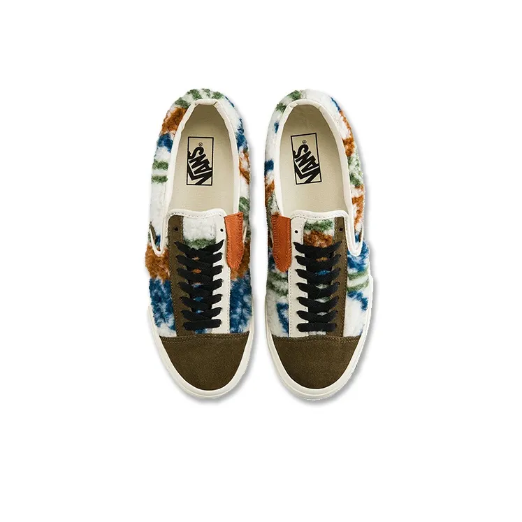 Vans Slip On Plush Splicing Retro Colorblock Casual Skate Shoes Unisex Green-2