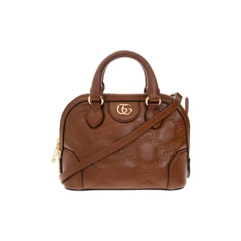 GUCCI GG Matelassé Leather Controller Boston Bag Shoulder Bags Handbags Small Size Women's Brown