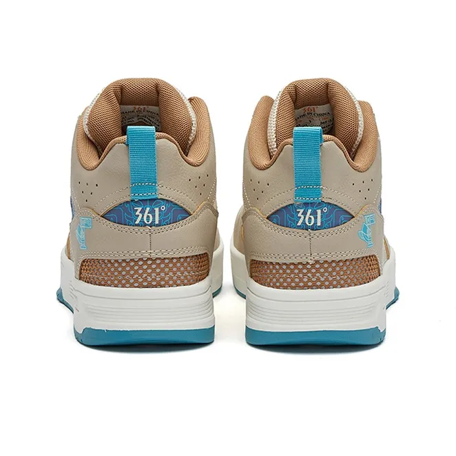 361° Anti Slip Wear Resistant Mid Top Skateboard Shoes Men's Beige Umber-3