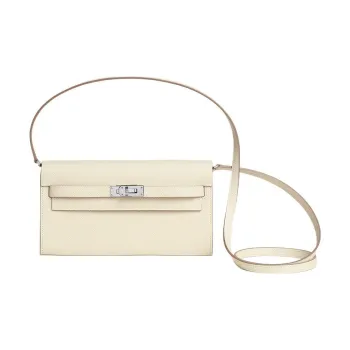 HERMES Kelly To Go Epsom Leather Wallet, Crossbody Bag, Shoulder Bag Women's Nata Cream White