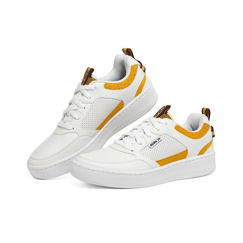 Skechers Sport Court 92 Anti Slip Wear Resistant Low Top Skateboard Shoes Men's White Yellow-2