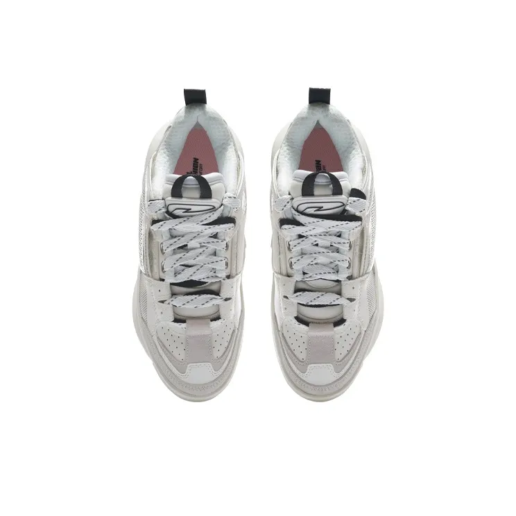 LiNing Wave Zen Lightweight Wear Resistant And Slip Resistant Low Top Skateboard Shoes Women's Snow-2