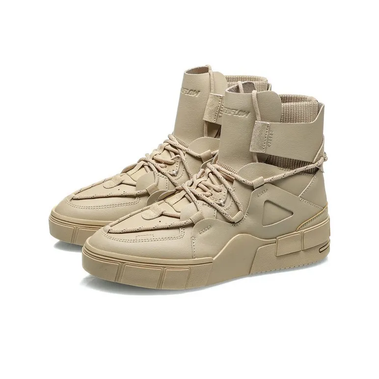 LiNing CF High Top Skateboard Shoes Women's Plain Khaki-2