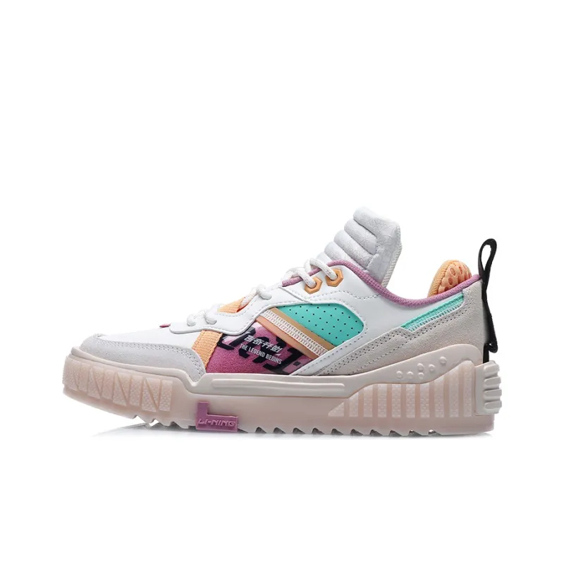LiNing 001 Unblock Anti Slip And Wear Resistant Lightweight Low Top Skateboard Shoes Women's White Purple-0