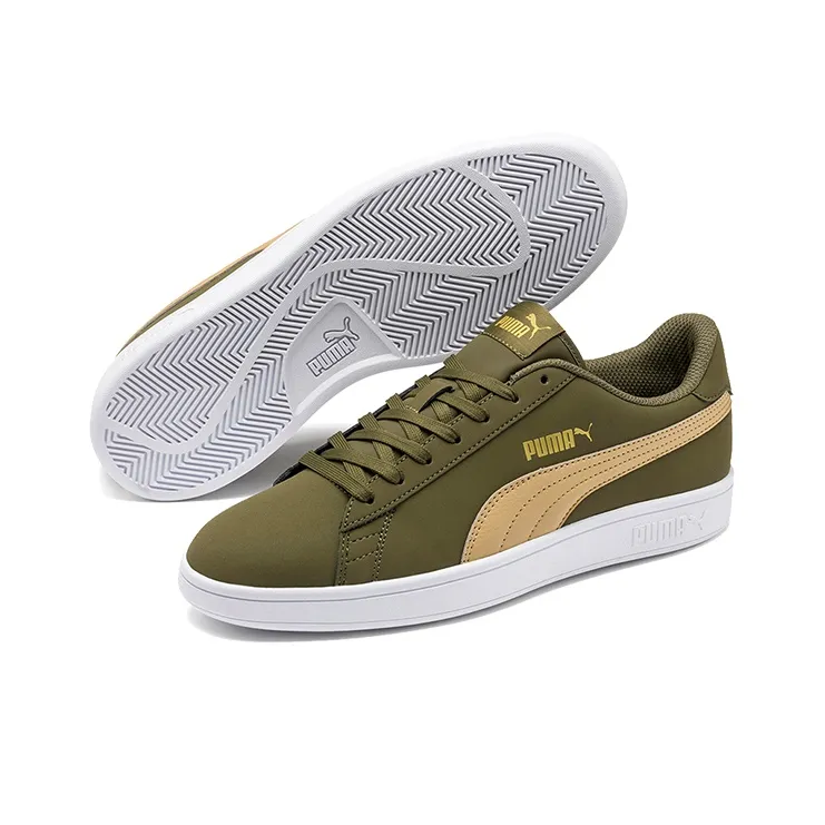 PUMA Smash V2 Buck Low-Top Skateboard Shoes Unisex Brown Yellow White-4