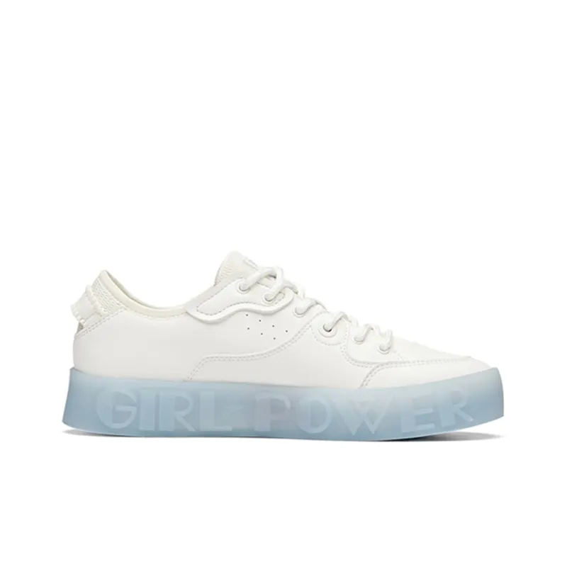 Anta Life Collection Anti Slip Wear Resistant Low Top Skateboard Shoes Women's White Lake Blue-1