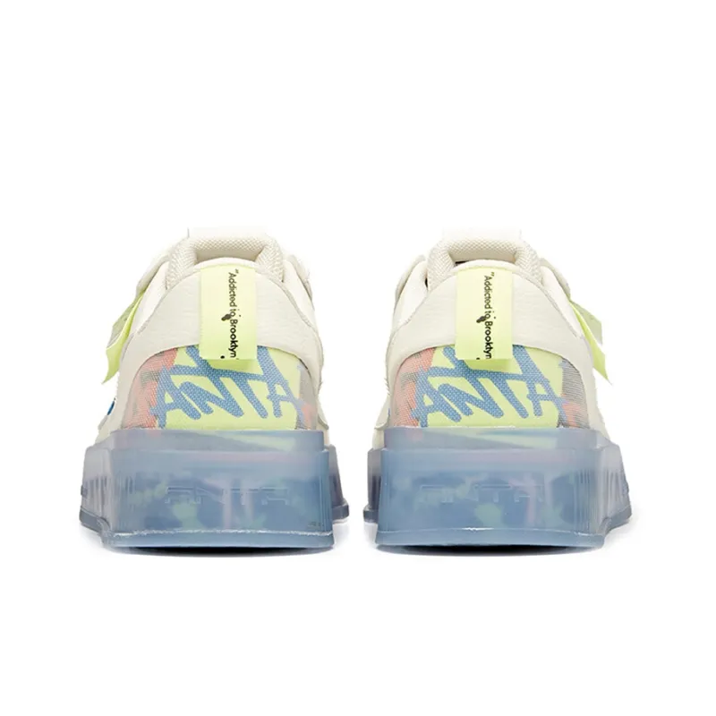 Anta Life Collection Jelly Shoes Coverage Slip Resistant And Abrasion Resistant Low Top Skateboard Shoes White Green-3